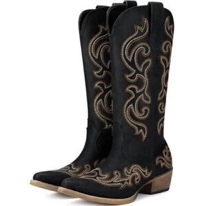 NWT; HISEA Rollda Cowboy Boots Western Cowgirl Boots with Chunky Heel⭐️